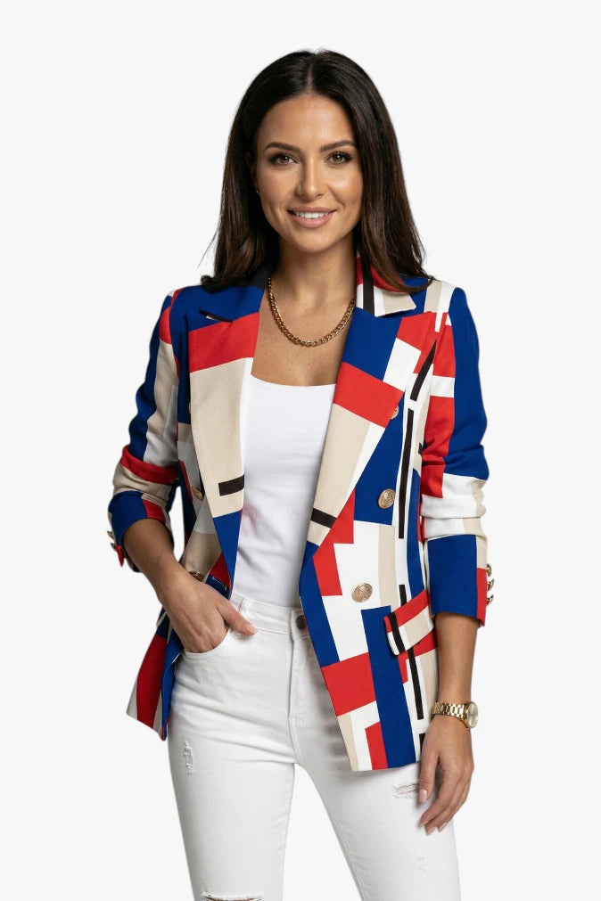 Damen Taillierter Blazer mit Kragen und Knöpfen