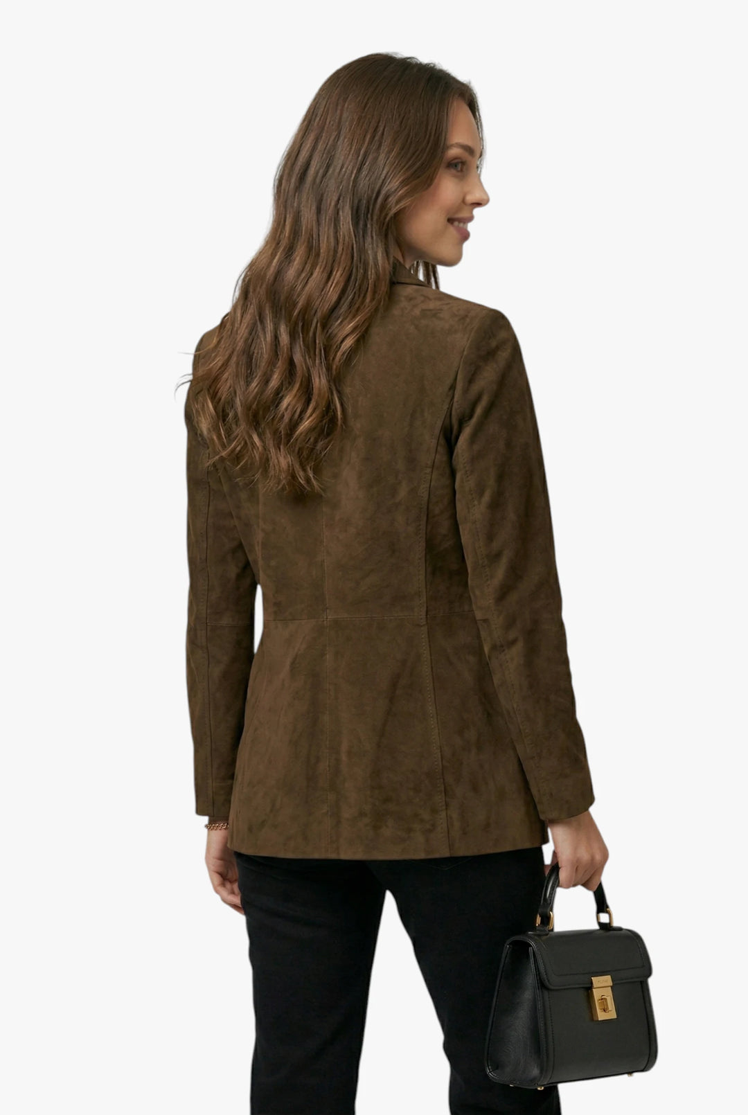 Damen Langer Blazer mit Kragen und Knöpfen