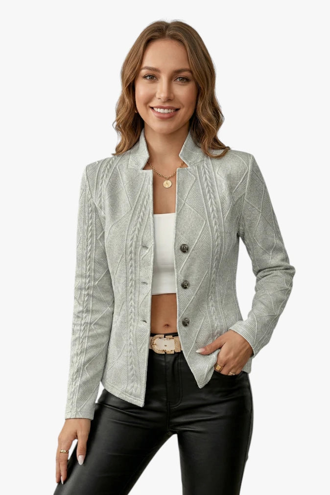 Damen Taillierter Blazer mit Zopfmuster und Knöpfe