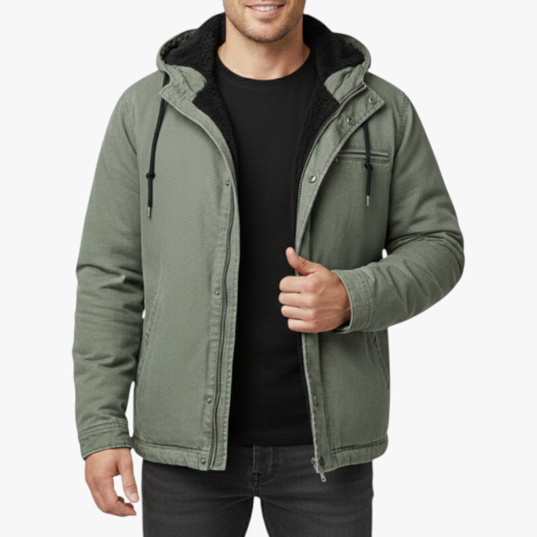 Herren Winterjacke mit Kapuze und Reißverschlusstasche
