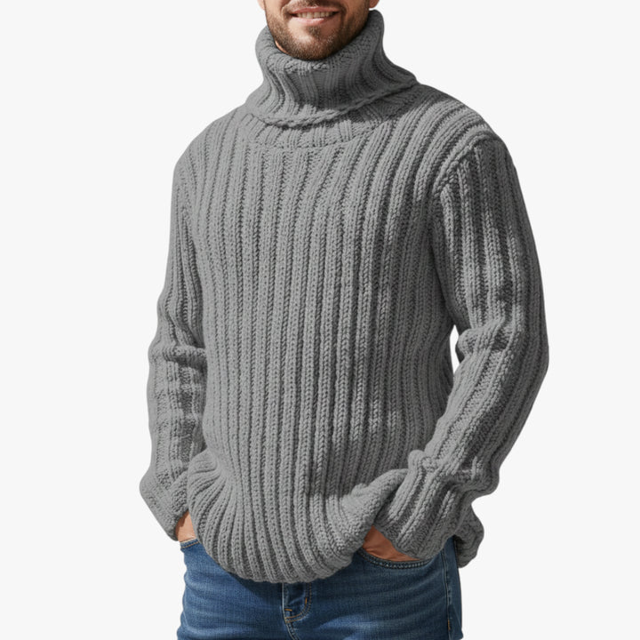 Herren Rollkragen Pullover mit Grobstrick und Elastischen Bündchen