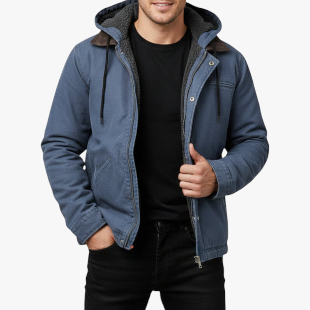 Herren Winterjacke mit Kapuze und Reißverschlusstasche