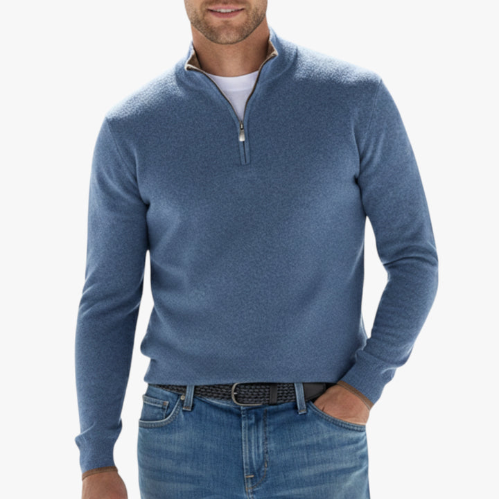 Herren Halbzip Pullover mit Reißverschlusskragen und Komfort-Passform