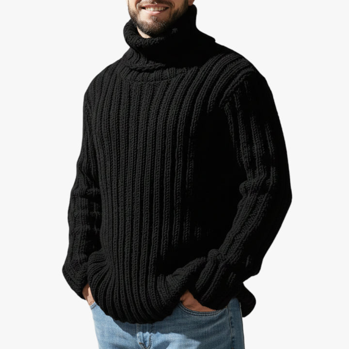 Herren Rollkragen Pullover mit Grobstrick und Elastischen Bündchen
