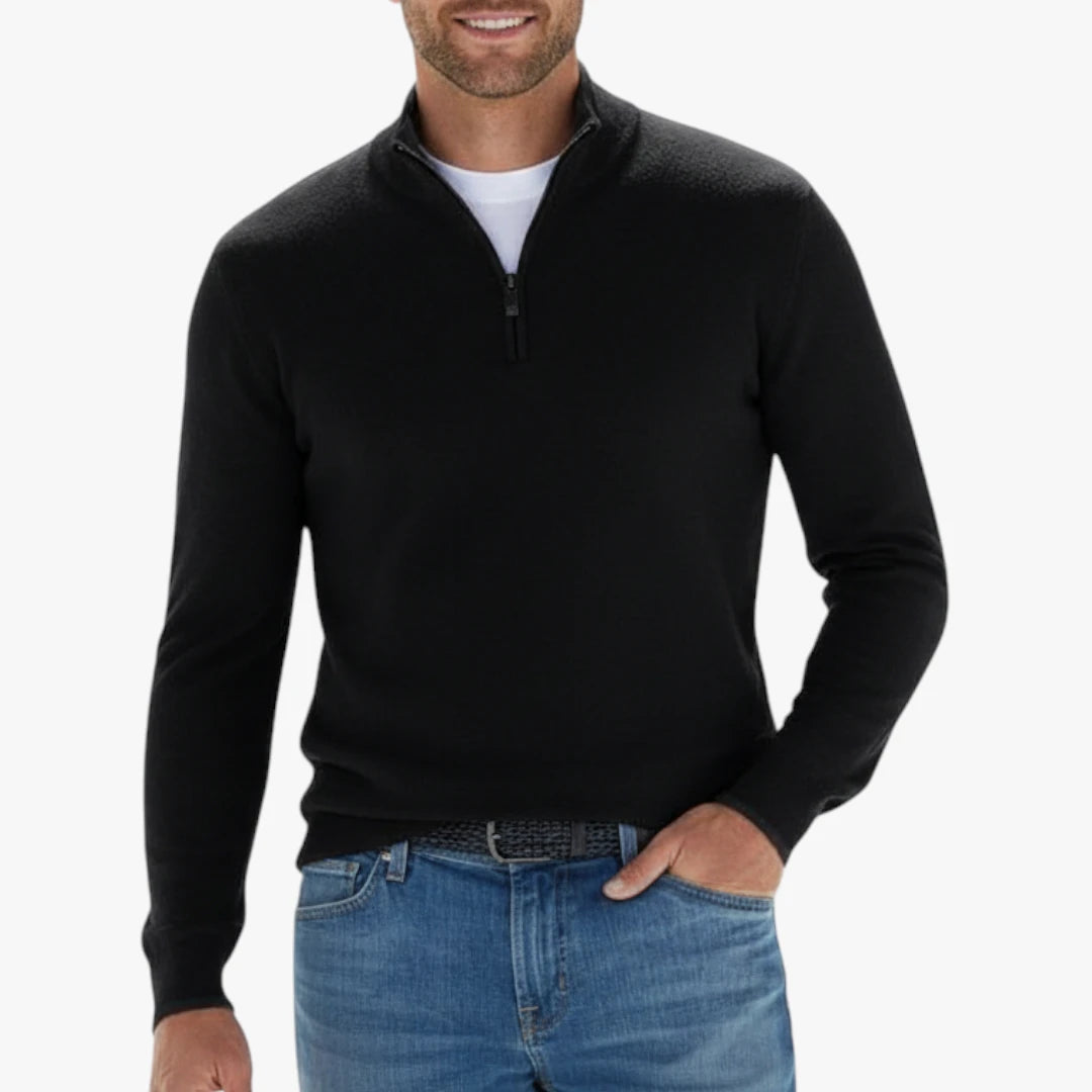 Herren Halbzip Pullover mit Reißverschlusskragen und Komfort-Passform