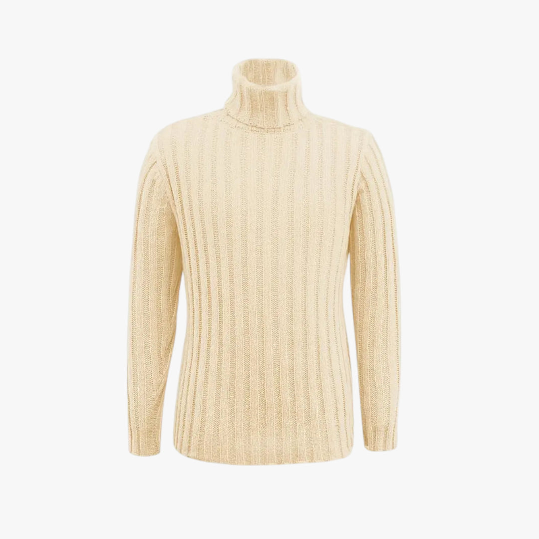 Herren Rollkragen Pullover mit Grobstrick und Elastischen Bündchen