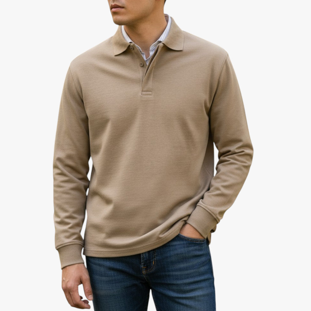 Herren Langarm-Poloshirt | Warm