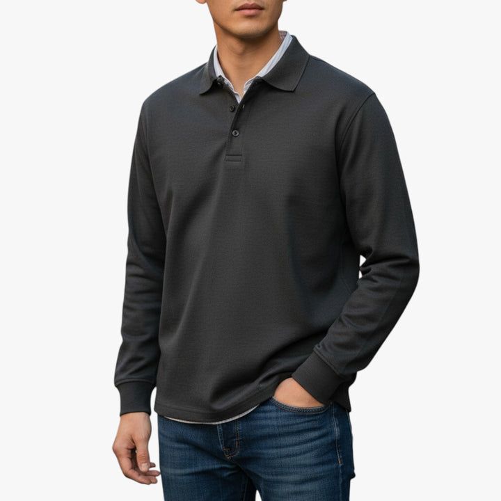 Herren Langarm-Poloshirt | Warm