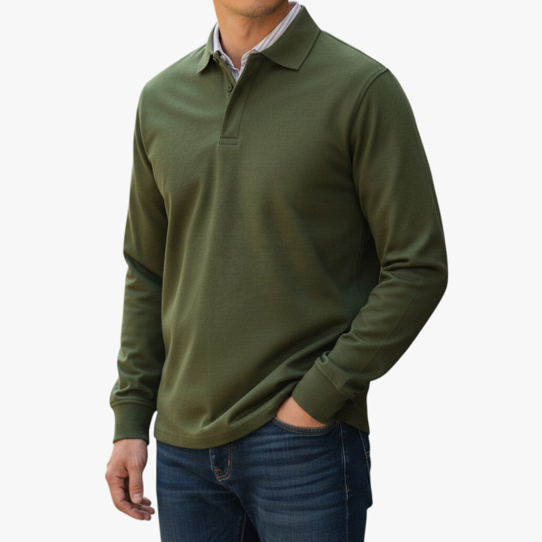 Herren Langarm-Poloshirt | Warm