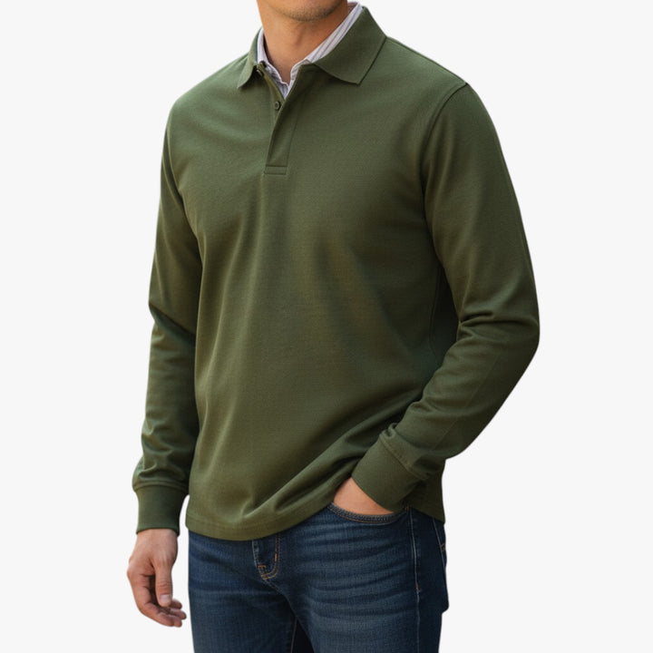 Herren Langarm-Poloshirt | Warm